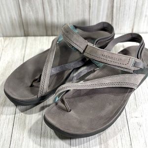 Merrell Womens Drizzle Gray Teal Suede Athletic Adjustable Sandal Size 10 J57510